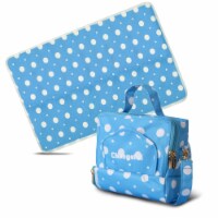 ChangePal Portable Diaper Changing Bag (Light Blue Polka) | Wipes Pouch version