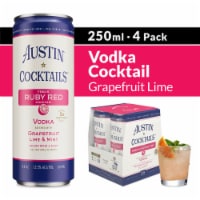 Austin Cocktails Grapefruit Lime and Mint Fred's Sparkling Ruby Red Vodka Canned Cocktail 4 Cans Perspective: Main