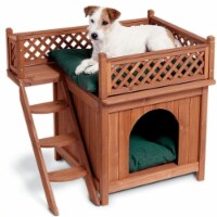 Merry Products Room w/ a View Indoor Outdoor 2 Level Wooden House for Small Pets