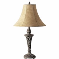 ORE International 32  Polyresin Table Lamp with Linen Shade in Antique Brass