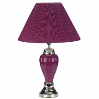 ORE International 27  Ceramic Table Lamp with Linen Shade in Burgundy Red