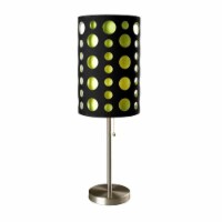 ORE International 33  Tall Metal Table Lamp with Black and Green Shade in Silver