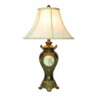 ORE International Metal Table Lamp with Gold Leaves in Espresso