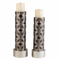 Ore International K-4276-C1 14, 16 in. Chestnut Bamboo Weave Candleholders, Brown - Set of 2