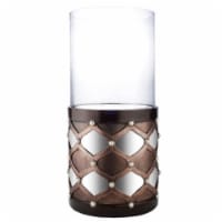 Ore International K-4278FS 22 in. Arabesque Mirror Floor Candleholder, Brown