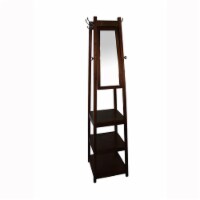 Ore Furniture FW1394C 72 in. 3-tier Cherry Tower Shoe-Coat Rack Plus Mirror