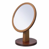 ORE International 9.5  Wood Make-Up Mirror on Pedestal in Brown/Walnut