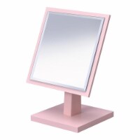ORE International 9.25  Wood Make-Up Mirror on Pedestal in Pastel Pink