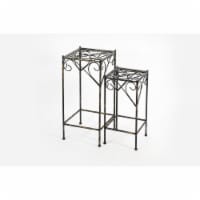 ORE International LB-1703 26.18 in. Celtic Clover Square Cast-Iron Plant Stand, Set of 2