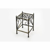 ORE International LB-1705 13 in. Lattice Square Cast-Iron Plant Stand, Small