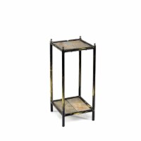 ORE International LB-1709 17 in. Gray Stone Slab 2 Tier Square Cast-Iron Plant Stand, Small