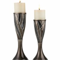 Ore Furniture K-4293C 12 & 14 in. Lelei Candleholder, Silver & Gold - Set of 2