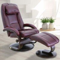 Relax-R BRAMPTON052009 Brampton Recliner & Ottoman, Merlot Burgundy