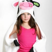 ZOOCCHINI Kids Plush Terry Hooded Bath Towel - Casey the Cow