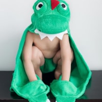ZOOCCHINI Kids Plush Terry Hooded Bath Towel - Devin the Dinosaur
