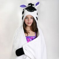ZOOCCHINI Kids Plush Terry Hooded Bath Towel - Ziggy the Zebra