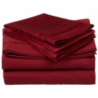 Egyptian Cotton 650 Thread Count Solid Sheet Set King-Burgundy Perspective: Main