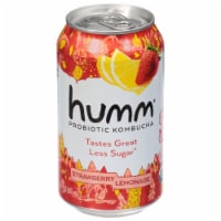 Humm® Strawberry Lemonade Probiotic Kombucha Single Can Perspective: Main