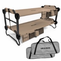 Disc-O-Bed Youth Kid-O-Bunk Benchable Double Cot with Storage Organizers, Tan