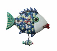 Allen Designs Fishy Lips Colorful Fish Pendulum Wall Clock