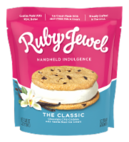 Ruby Jewel® Chocolate Chip Cookies + Vanilla Bean Ice Cream Sandwich