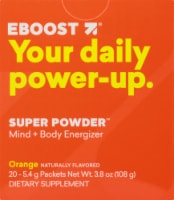 EBOOST Super Powder Mind + Body Orange Energizer Supplement Packets Perspective: Main