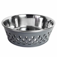 JoJo Modern Pets Stainless Steel Country Farmhouse Dog Bowl, Gray (16 oz)