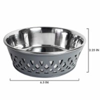 JoJo Modern Pets Stainless Steel Country Farmhouse Dog Bowl, Gray (30 oz)