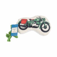 JoJo Modern Pets Retro Army Motorcycle Printed Plush Dog And Puppy Chew Toy
