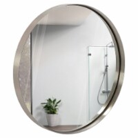 Hamilton Hills 24  Silver Round Mirror | Brushed Metal Framed Classic Design