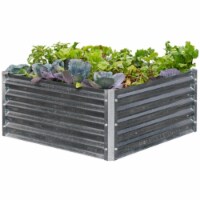 EarthMark MGB-H043 Alto Series 40 x 40 x 17 in. Square Galvanized Metal Raised Garden Bed