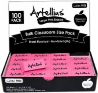 Pink Erasers Pack of 100 - Large Size, Latex & Smudge Free - Bulk School Supplies Classroom