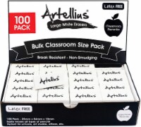 White Erasers Pack of 100 - Large Size Latex & Smudge Free for Art Classrooms, Teachers, Draw