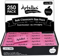 Pink Erasers Pack of 250 - Large Size, Latex & Smudge Free - Bulk School Supplies Classrooms