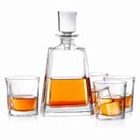 Luna Whiskey Decanter Set with 4 Glasses, Set of 5