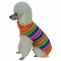 Pet Life Tutti-Beauty Rainbow Heavy Cable Knitted Ribbed Designer Turtle Neck Dog Sweater