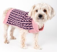 Pet Life Harmonious Dual Color Weaved Heavy Cable Knitted Fashion Designer Dog Sweater
