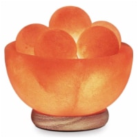 Himalayan Glow Bowl Salt Lamp, 5 Massage Balls of Salt, Wood Base, ETL Certified Dimmer