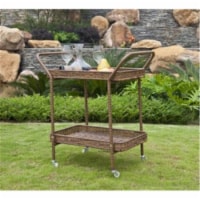 Wicker Lane ORI002-C Outdoor Honey Wicker Patio Furniture Serving Cart