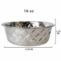 JoJo Modern Pets Eco-Friendly Stainless Steel Diamond Patterned Dog Bowl - 32 oz