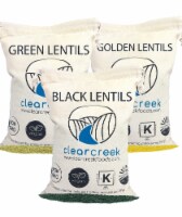 Clear Creek Lentil Pack: Gold, Green, Black Lentils, 12 LBS (3 - 4 LB Kraft Bags)