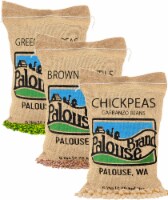 Palouse Brand 15 LBS Legume Bundle: Chickpeas, Green Split Peas and Brown Lentils, (5LBS ea)