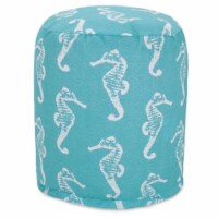 Majestic Home Teal Sea Horse Small Pouf