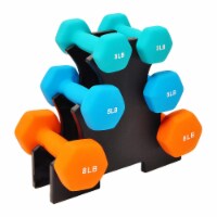 BalanceFrom Fitness 3, 5, and 8 Pound Neoprene Coated Dumbbell Set with Stand