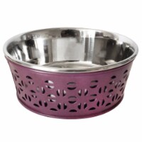JoJo Modern Pets Stainless Steel Country Farmhouse Dog Bowl, Plum Wine 16 oz