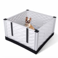 EZwhelp EZclassic 28 x 28 Puppy Dog Whelping Box Playpen w/Rails & Liner, Gray