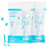 3-in-1 Disposable Travel Toothbrushes Pre-Pasted Mini-Brush + Floss + Pick, 48-Pack