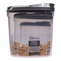 3 Piece Plastic Cereal Dispenser Dry Food Storage Container Set, Grey