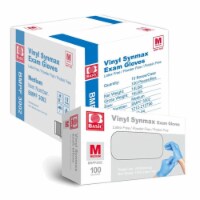 100 Count Disposable Blue Vinyl Powder Free Gloves, Medium