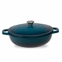 5 Quart Enameled Cast Iron Round Dutch Oven Braiser, Blue